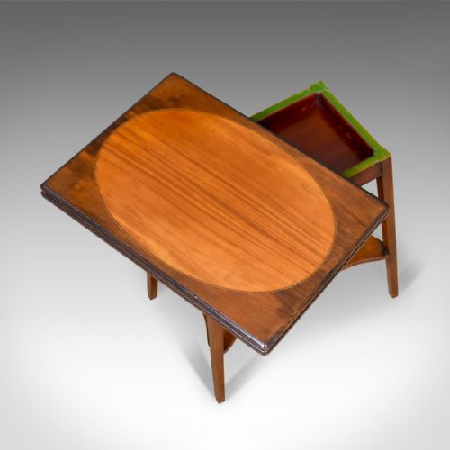 fig 4. Antique Games Table, English, Fold-Over, Side, Mahogany, Satinwood Circa 1900