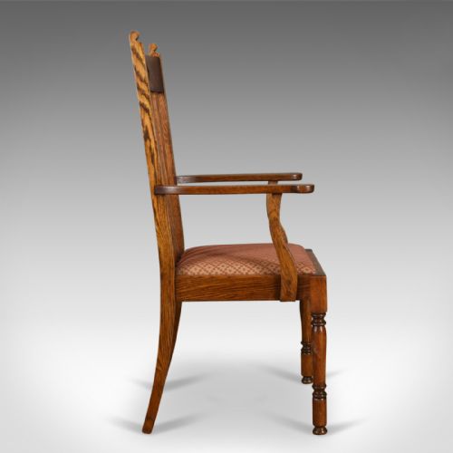 fig 1. Pair of Antique Armchairs, Arts & Crafts, Liberty-esque, Oak, Carver, Circa 1910