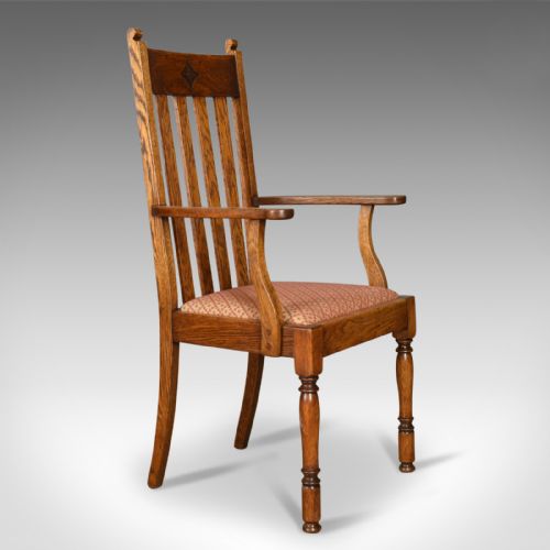 fig 2. Pair of Antique Armchairs, Arts & Crafts, Liberty-esque, Oak, Carver, Circa 1910
