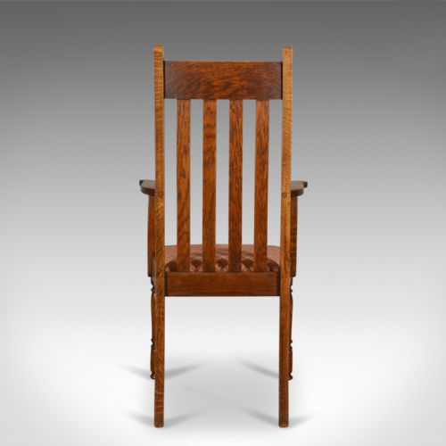 fig 3. Pair of Antique Armchairs, Arts & Crafts, Liberty-esque, Oak, Carver, Circa 1910
