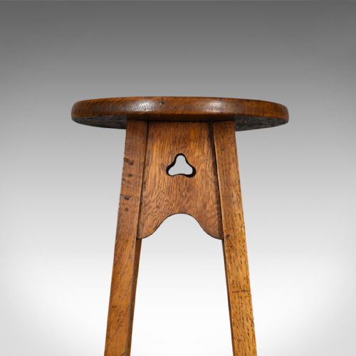 fig 3. Antique Plant Stand, Arts & Crafts, Torchere, Liberty Taste, Oak, Circa 1910