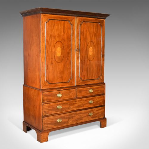 Antique Linen Press, English, Georgian, Housekeeper's Cupboard, Circa 1780