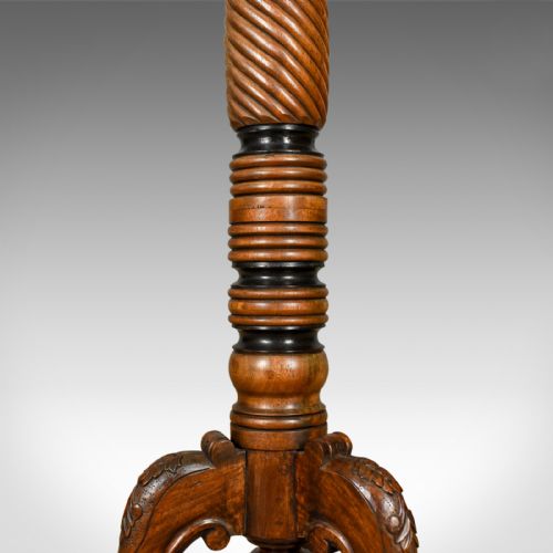 fig 4. Antique Plant Stand, Tall, English, Mahogany Torchere Georgian Nelson Circa 1805