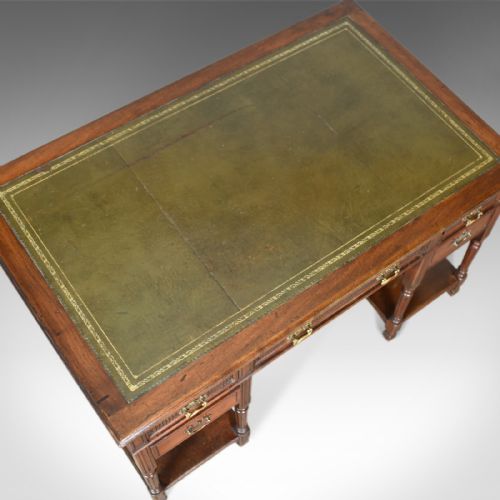 fig 3. Antique Open Pedestal Desk, English Walnut, W Walker and Sons, London Circa 1870