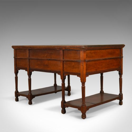 fig 4. Antique Open Pedestal Desk, English Walnut, W Walker and Sons, London Circa 1870