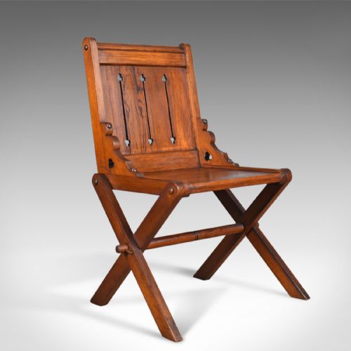 Antique Glastonbury Chair, English, Tudor Revival, Hall Seat, Circa 1880