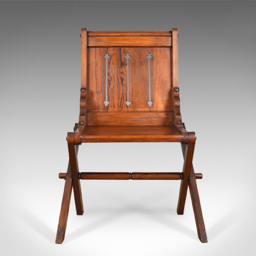 fig 1. Antique Glastonbury Chair, English, Tudor Revival, Hall Seat, Circa 1880