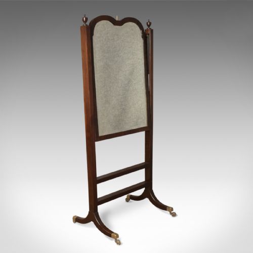 fig 1. Antique Cheval Mirror, English, Regency, Tilting, Dressing, Mahogany Circa 1820