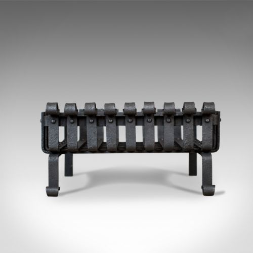 fig 1. Antique Fire Basket, Victorian Fireplace Grate, Iron Circa 1900
