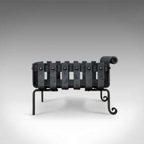 fig 2. Antique Fire Basket, Victorian Fireplace Grate, Iron Circa 1900
