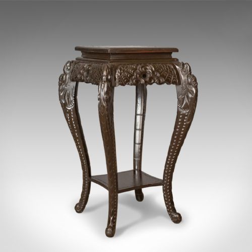 Antique Plant Stand, Carved Chinese Pedestal Circa 1910