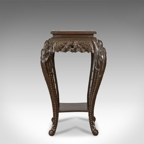 fig 1. Antique Plant Stand, Carved Chinese Pedestal Circa 1910
