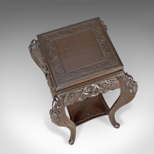 fig 2. Antique Plant Stand, Carved Chinese Pedestal Circa 1910