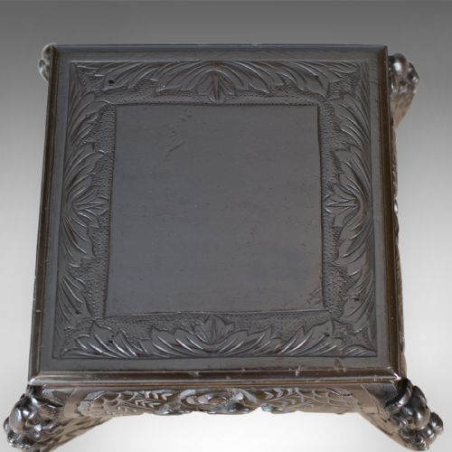 fig 3. Antique Plant Stand, Carved Chinese Pedestal Circa 1910