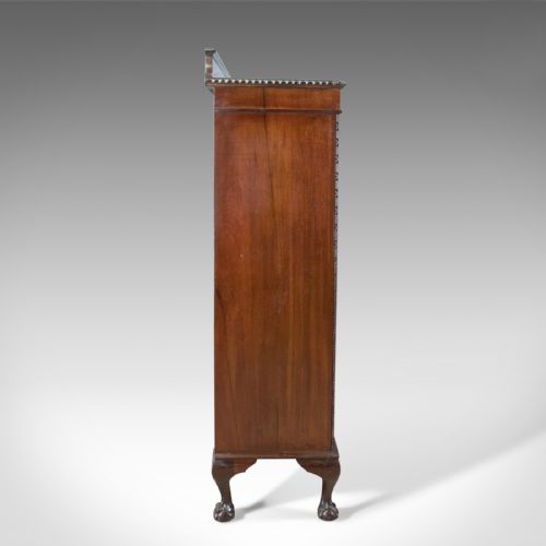fig 2. Antique Glazed Bookcase, Long, Edwardian, Mahogany, Cabinet, Gothic Circa 1910