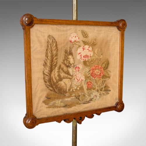 fig 2. Antique Pole Screen, English, Victorian, Needlepoint, Tapestry Panel Circa 1860