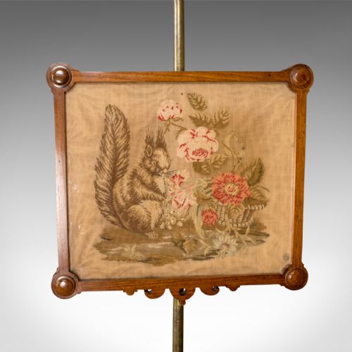 fig 4. Antique Pole Screen, English, Victorian, Needlepoint, Tapestry Panel Circa 1860