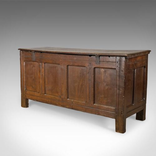 fig 1. Antique Coffer, Large, English Oak, Joined Chest, Charles II Trunk, Circa 1680
