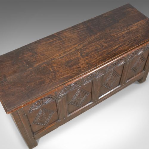fig 3. Antique Coffer, Large, English Oak, Joined Chest, Charles II Trunk, Circa 1680