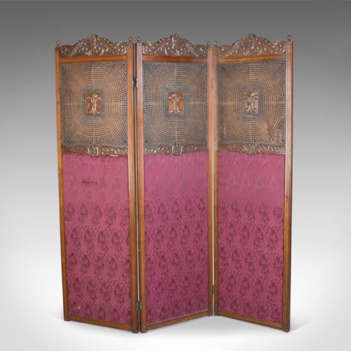 Antique Folding Screen, Edwardian Room Divider, Photographer's Prop Circa 1910