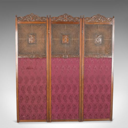 fig 1. Antique Folding Screen, Edwardian Room Divider, Photographer's Prop Circa 1910