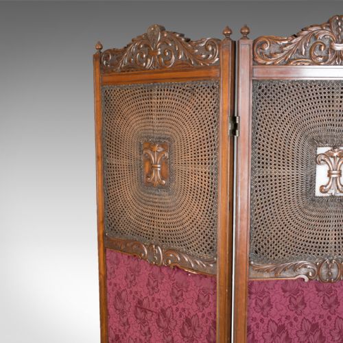 fig 2. Antique Folding Screen, Edwardian Room Divider, Photographer's Prop Circa 1910