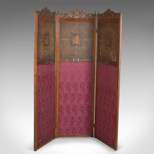 fig 3. Antique Folding Screen, Edwardian Room Divider, Photographer's Prop Circa 1910