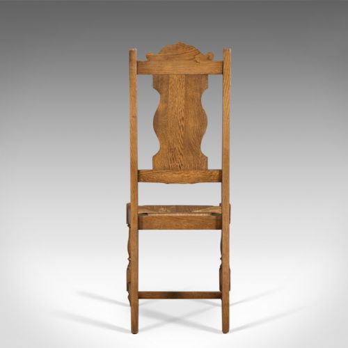 fig 3. Set of Five Antique Dining Chairs, Flemish Country Kitchen, Oak, Rush Circa 1910