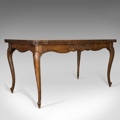 Antique Dining Table, Extending, Draw Leaf French Parquet, Seats Ten Early C20th