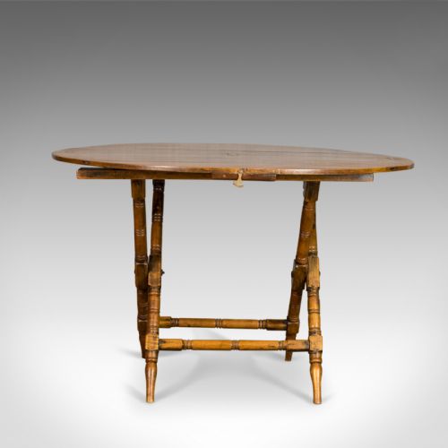 fig 1. Antique Campaign Table, English, Victorian, Folding, Beech, Fruitwood Circa 1890