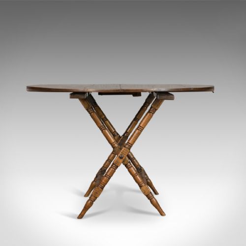 fig 2. Antique Campaign Table, English, Victorian, Folding, Beech, Fruitwood Circa 1890