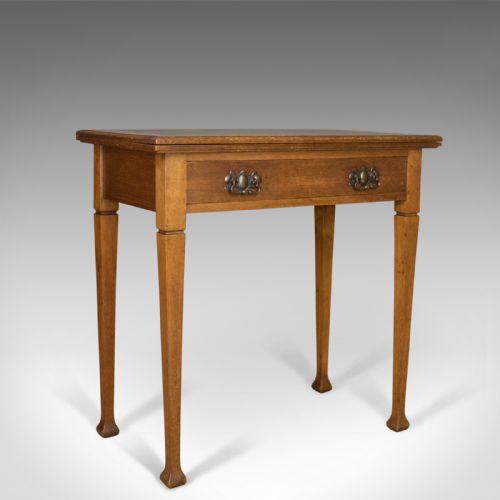 Antique Card Table, English, Arts and Crafts, Fold-over Games Table, Circa 1915