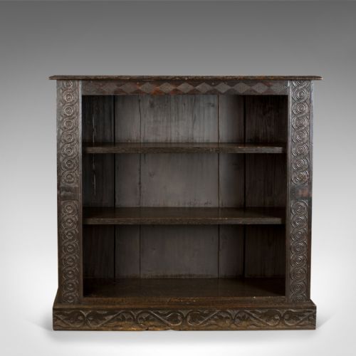 Antique Bookshelf, English Oak, Victorian Bookcase Jacobean Overtones Circa 1880