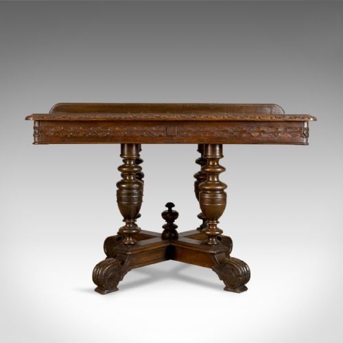 fig 1. Antique Console Table, English, Oak, Victorian, Side, 19th Century, Circa 1880