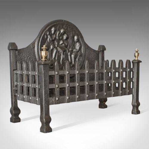 Antique Fire Basket, English, Victorian, Fireplace Grate Circa 1900