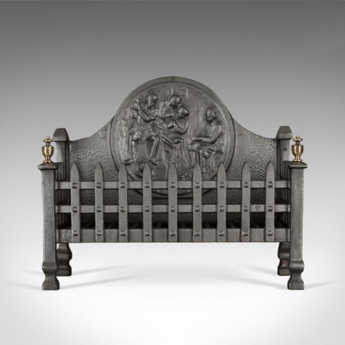 fig 1. Antique Fire Basket, English, Victorian, Fireplace Grate Circa 1900