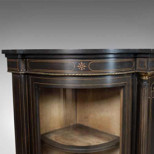 fig 4. Antique Credenza, English Victorian Ebonised Cabinet, Classical Overtones c.1850