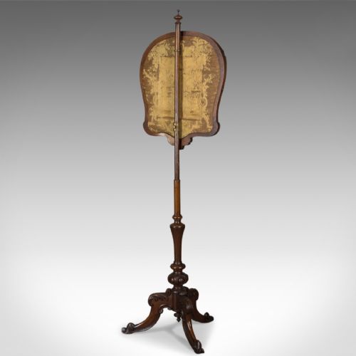 fig 3. Antique Pole Screen, English, Victorian, Fire, Needlepoint, Tapestry Circa 1850