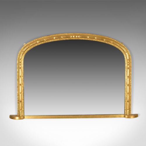 Antique Overmantel Mirror, English, Georgian Dome Top, Wall, Giltwood Circa 1800