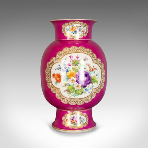 Antique Vase, Large, German, Porcelain, Flower, Ar, Ceramics Late 19th Century