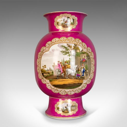 fig 3. Antique Vase, Large, German, Porcelain, Flower, AR, Ceramics Late 19th Century