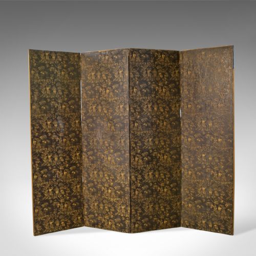 Antique Folding Screen, Room Divider, Wall Art, Photographer's Prop Circa 1910