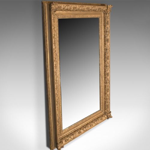 fig 1. Large Antique Wall Mirror, Victorian, Gilt Gesso Frame, Overmantel Circa 1880