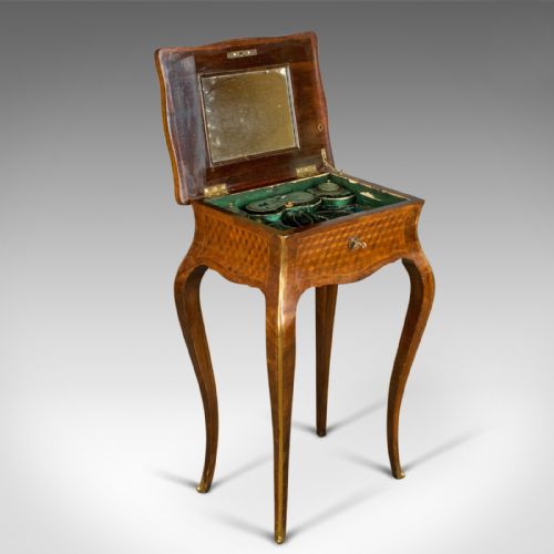fig 1. French Antique Vanity Table, Jewellery Box, Kingwood, 19th Century, Circa 1880