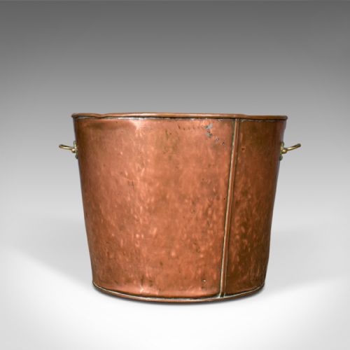 fig 3. Large Antique Log Bin, English Fireside Scuttle, Coppered Finish, Circa 1900