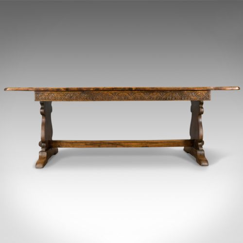 Antique Refectory Table, Oak Dining, Jacobean Taste, Seating Up to Ten, C.1900
