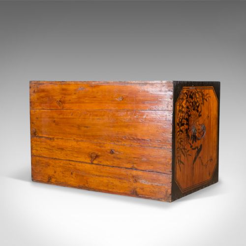 fig 3. Japanese Antique Chest, Lacquered Pine Trunk, Blanket Box, Late 19th Century
