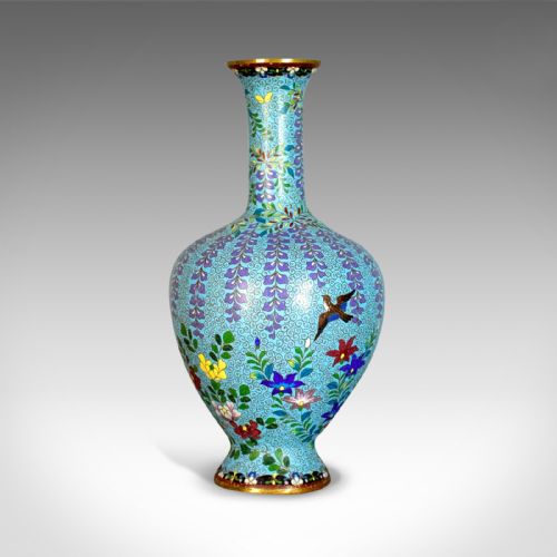 Antique Baluster Vase, Japanese, Cloisonné, Stem, Meiji Era, Circa 1900