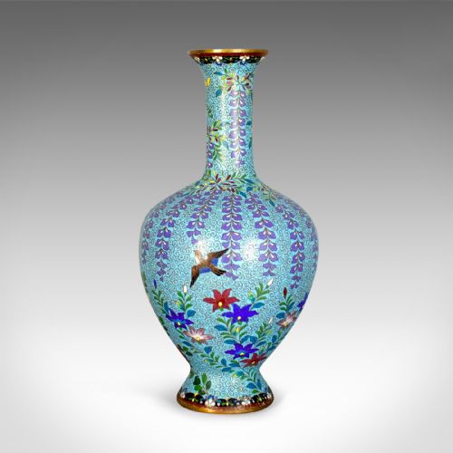 fig 1. Antique Baluster Vase, Japanese, Cloisonné, Stem, Meiji Era, Circa 1900