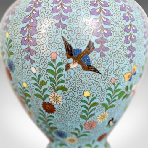 fig 3. Antique Baluster Vase, Japanese, Cloisonné, Stem, Meiji Era, Circa 1900